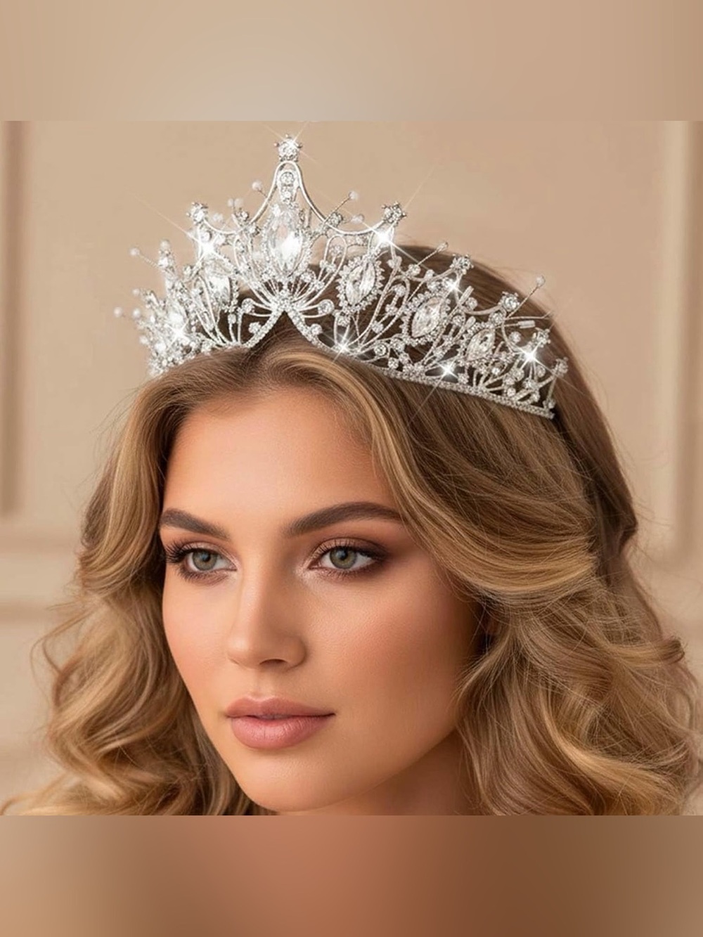 Silver tone Crystal Bridal/Pagent Tiara Crown - Elegant Sparkling Headpiece NWT - Picture 4 of 9